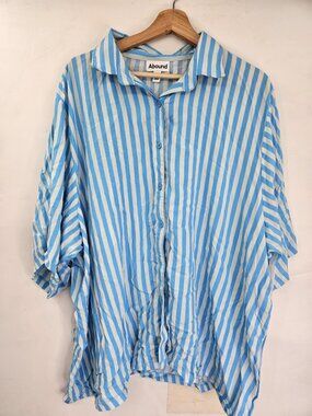 Abound Top Womens XL Blue Striped Button Down Long Sleeve Coastal Office Casual